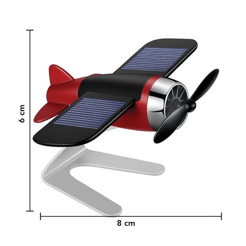 Image of Nostrae by Ekhasa Solar Airplane Car Freshener | Propeller Rotating Dashboard Perfume Diffuser | Solar Powered Aircraft Decoration | Car Aroma Accessory & New Car Gift for Men, Birthday