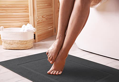 Utopia Towels Cotton Banded Rug, Bath Mats, Not a Bathroom Rug, 21 by 34 Inches, 100% Ring Spun Cotton, Highly Absorbent Shower Bathroom Floor Mat, Gray, 2 Pack