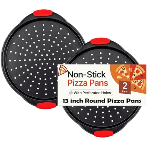 ZOEHROWS 13 Inch Pizza Pan for Oven Round Pizza Pan Holes -