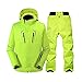 Ensemble de combinaison de ski en polaire thermique d'hiver, veste en duvet à capuche pour hommes + pantalon de ski de neige Combinaison de neige 2 pièces Sports de plein air Coupe-vent Coupe-neig