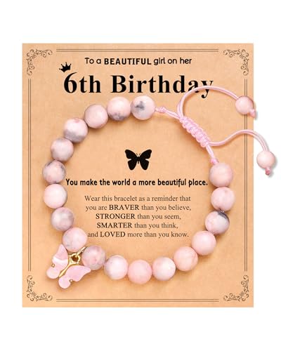 6-10 Year Old Birthday Natural Stone Butterfly Bracelet Gifts