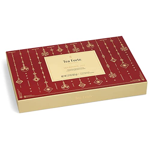 Tea Forte Warming Joy Single Steeps Loose Leaf Tea, Tea Sampler Variety Pack Of 15 Assorted Single Serve Tea Pouches, Organic Loose Leaf Tea Servings, Each Steeps For 12Oz Cup #TOP2