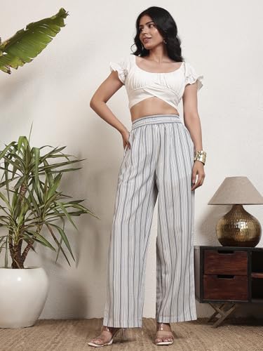 Image of Leriya Fashion Women's Trouser|Sharara | Boho Harem Pants|Rayon Palazzo Plazo Pant| Loose Fit Baggy Trousers with Elastic Waistband|Casual Yoga & Lounge Wear (Available in Plus Size)