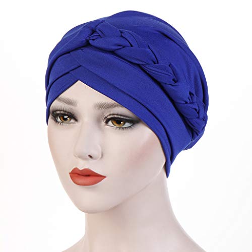 Womens Baggy Soft Slouchy Beanie Hat Stretch Turbans Head Beanie Cover Pre-Tied Bandana Turban Hat Turban Flower Caps Blue #TOP1