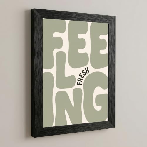 Framed Canvas Wall Art Minimalist Alphabets Sage Green Cream Feeling Fresh Graphic Canvas Print Poster Black Frame Wall Decor for Living Room Kitchen Modern Art, Aesthetic Decor - Inch 12x16 - Image 5