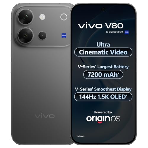 vivo V80 5G (Stellar Black, 8GB RAM, 256GB Storage) with No Cost ...