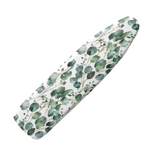 Funda Tabla de Planchar Hojas Verdes Blancas Funda Plancha Universal Ajustable Montaje Fácil con Elástico Fundas Tabla de Planchar Refleja Calor Ironing Board Cover Plancha Rápido 140x50cm