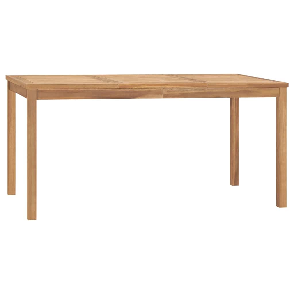 Tavolo da pranzo da giardino in legno di teak massiccio, 160 x 80 x 77 cm, finemente levigato con finitura a base d'acqua, per terrazza, balcone, veranda, esterni e sala da pranzo