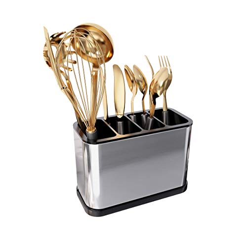 Kitchen Utensil Holder for Countertop Flatware Organizer Stainless Steel Rust Proof Utensils Crock Holder Organizer