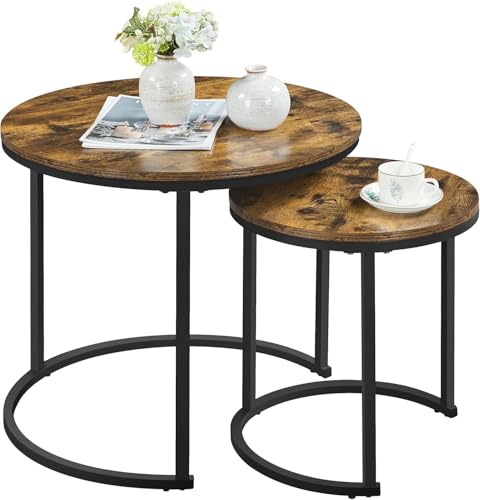 Consejos para Comprar Salas Pequeñas Baratas al mejor precio. 37 HOMEMAKE FURNITURE Set de 2 Mesas de Centro Juego de Mesa de Centro Redonda Buros para recamara Mesa Auxiliar para el hogar Mesa Exterior Espacio pequeño Marrón 2 Piezas