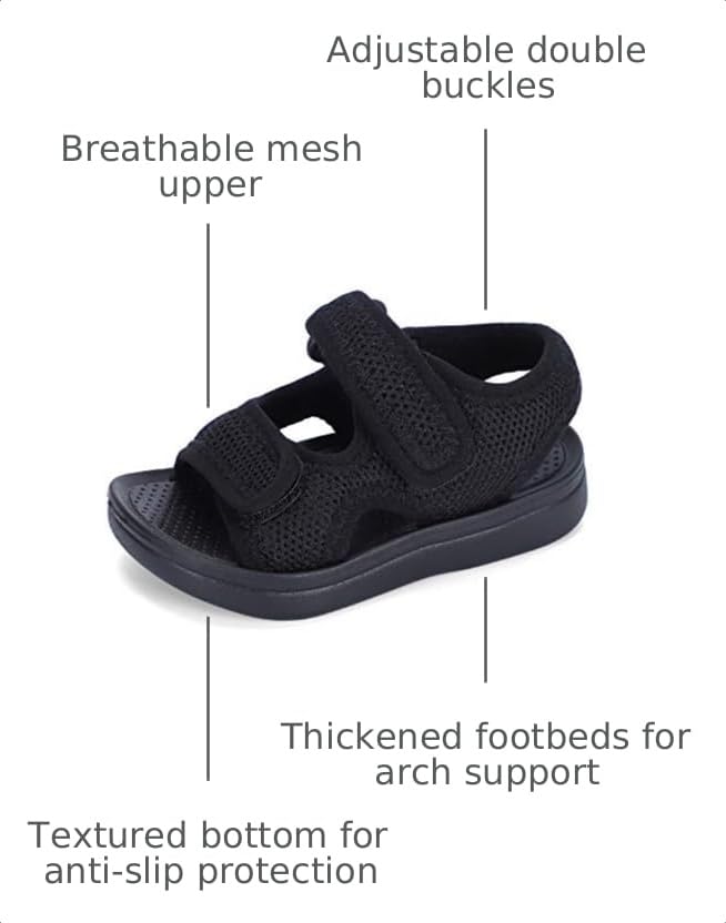 Image of MK MATT KEELY Unisex Kids Summer Slide Sandals Baby Comfort Anti-Slip Open Toe Adjustable Walking Beach Shower Shoes for Boys Girls