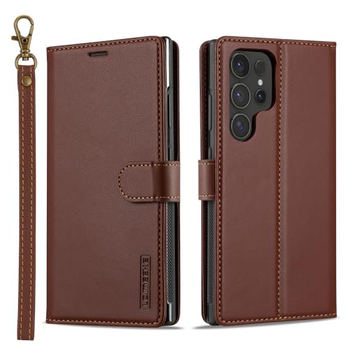 Étui Samsung S21 FE aimanté en cuir de qualité supérieure marron