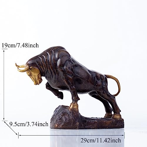 Youfine Bronze Bull Statues Home Decor, 100% Bronze Casting, Wall Street Bull Sculpture, 11.4″ Charging Bull Statue Life 100+ Years #TOP1