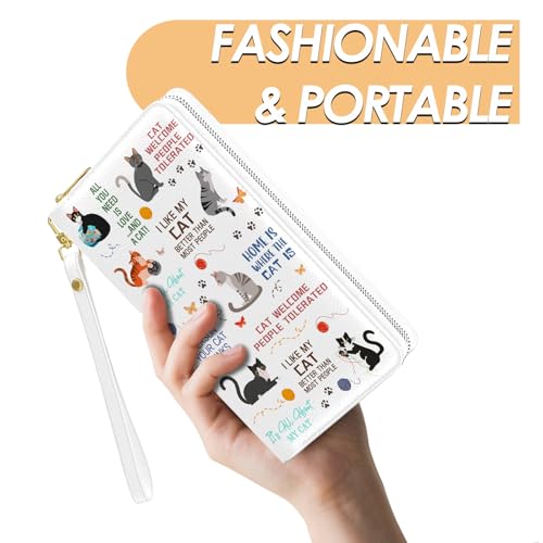 Womens Wallet, Cats Wristlet Wallet For Women, Hawaii Card Holder Purse WIth Zipper, Birthday Christmas Graduation Gifts For Cats Lovers, Aesthetic Office Daily Purse2