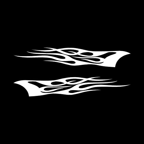 Southern Decalz Pair of Tribal Flames - Vinyl Decal Sticker - 12" x 5" - White