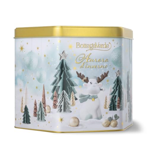 Bottega Verde - Aurora d’Inverno, Confezione Regalo con Bagnodoccia 250 ml, Latte Corpo 150 ml, Crema Mani 30 ml, Balsamo Labbra, Profumo Zucchero e Muschio Bianco, Idea Regalo Natale