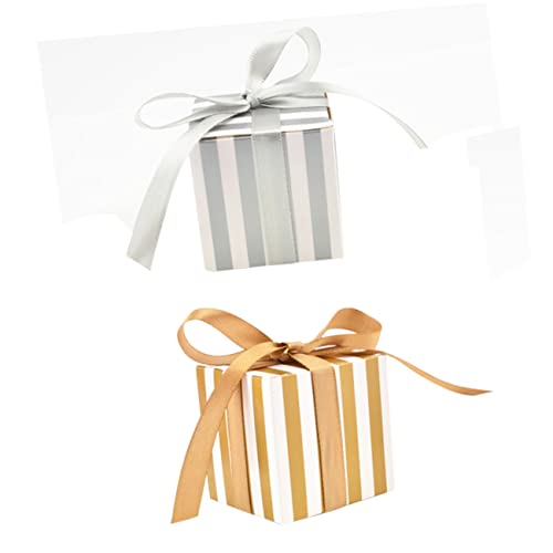Cabilock 10 Pcs Gift Candy Boxes Chocolate Boxes Striped Candy Box Square Boxes Silver Birthday Present Dream Candy Boxes #TOP5