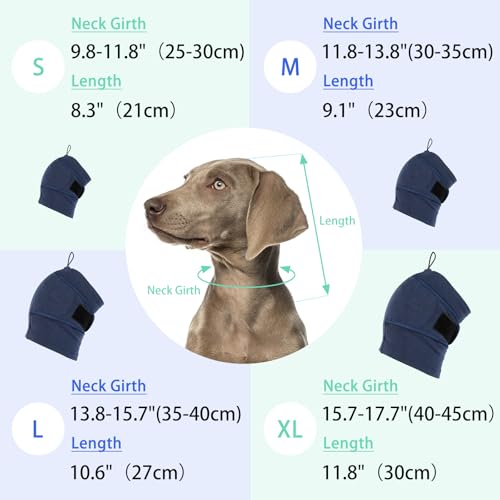 Image of MIGOHI Small Dog Ear Muffs Lightweight, Calming Hoodie for Fireworks & Thunderstorms, No Shake Ear Wrap Dog Hematoma, Soft Adjustable Head Cover for Dogs Bath Grooming, Chihuahua Yorkie, Blue S