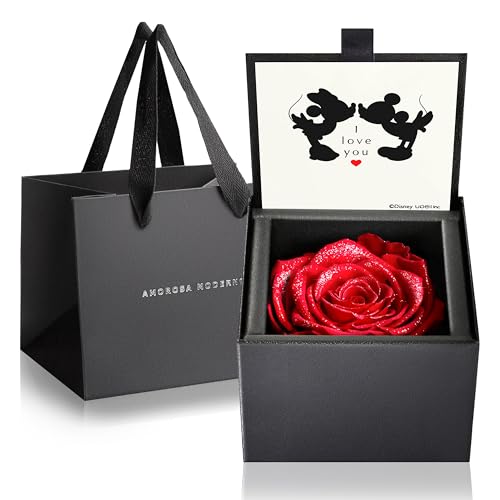 アモローサ モデルノ AMOROSA MODERNO 母の日 プリザーブドフラワー ダイヤモンドローズボックス85 ディズニー I love you ショッパー付き ブライトレッド バラ ギフト 花 誕生日 結婚 記念日 プロポーズ ドライフラワー プレゼント 女性 DS85LOV-Sの商品画像（Amazon）
