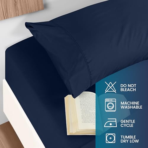 Image of Utopia Bedding Twin Sheet Set, Soft Microfiber 3 Piece Bed Sheets with 15 inch Deep Pocket - Easy Care Brushed Microfiber (Twin, Navy)