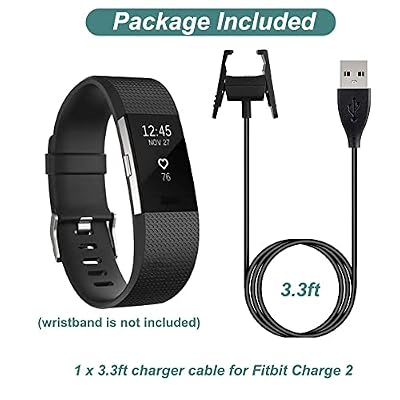 Kissmart Charger for Fitbit Charge 2, Replacement Charging Cable Cord for Fitbit Charge 2 Smart Wristband (3.3ft/1m)