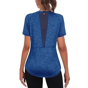 Gyabnw Women’s Gym Shirts Short Sleeve Crew Neck Lightweight Moisture Wicking Quick Dry Tops with Front and Back Breathable Mesh