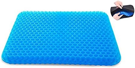 ZiXuan Gel Seat Cushion for Long Sitting Extra Large Chair Pad Seat Pillow Double Thick for Lumbar Support and Pressure Relief for Wheelchair Office Car Chair with Washable Black Cover (48cm x 44cm)