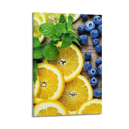 Image art moderne fruits citron myrtille koanga grand tableau déco de chambre