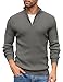 COOFANDY Sweater Men Quarter Zip Jumper 1/4 Zip Turtleneck Sweater Long Sleeve Warm Winter Jumper Polo Neck Jumpers Mock Neck Pullover Dark Gray L