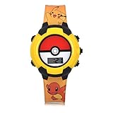 Accutime Kids Pokemon Pokeball Digital LCD Quartz Wrist Watch with Yellow Bezel, Cool Inexpensive Gift & Party Favor for Boys, Girls, Adults All Ages (Model: POK4244AZ)