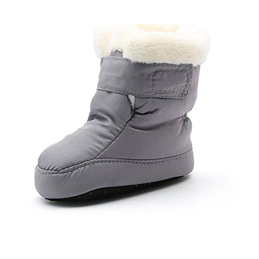 Kuner Newborn Baby Boys and Girls Waterproof Winter Warm Snow Boots Crib Shoes (13cm(6-12Months),Grey)