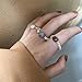 Crymystal Bohemian Pearl Ring Pearl Beaded Stackable Ring Red Nature Stone Finger Ring Nature Stone Bead Elastic Ring Handmade Stacking Ring for Women and Girls Gifts (Red)