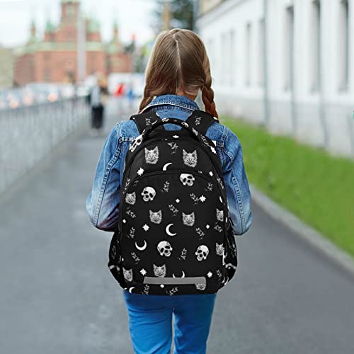 Cbbyy Children's School Bags, Skull Cat Moon School Backpacks, Bookbag For Boys And Girls With Reflective Strips #TOP5
