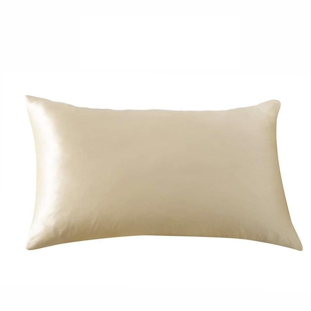 Fundas de Almohada de Seda, Funda De Almohada Seda Tamaño Puro Cremallera Oculta Sueño Cabello Piel Salud, Multicolor, Reina Estándar(1,Standard)