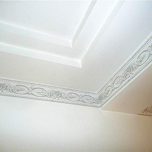 Upredo 3D Decorative Floral Molding Waterproof Wallpaper Border Peel And Stick For Bathroom Kitchen Counter Top Backsplash Tiles Sticker,4 Inch By 16.4Ft (Cream White) #TOP2