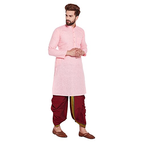 Image of SOJANYA (Since 1958 Men's Brown and Black Cotton Dhoti Kurta Set