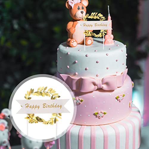 Abaodam Coroa de Flores Picaretas de Topo de Bolo: 10 Pcs Toppers de Cupcake de Feliz Aniversário So