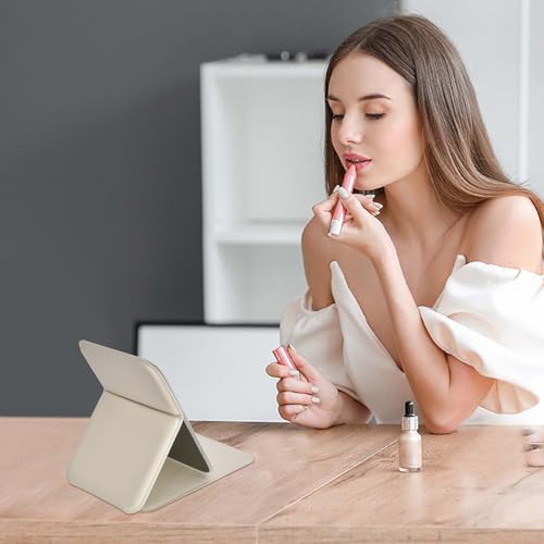 Reisespiegel,Faltbarer Spiegel mit Kortikale Schale,Taschenspiegel,Schminkspiegel Kinder,Spiegel Klein,Tragbarer Super HD Spiegels,Ultradünn und Langlebig Spiegels,für Zuhause,Reisenutzung (Beige)