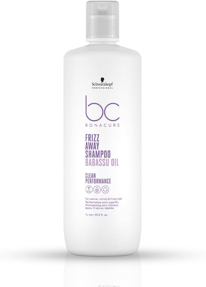 Schwarzkopf Professional Bonacure Frizz Away Shampoo with Babassu Oil For Men & Women | Cleansing & Smoothing Formula for All Hair Types (1 Ltr)