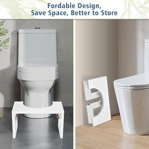 Bamboo Toilet Stool Squat 7in & 9in Adjustable Heights, Foldable Poop Stool for Bathroom Adults Kids, Potty Stool with Non-Slip Layer to Improve Bathroom Posture and Comfort, 400 lbs Capacity by KingPavonini - Image 4