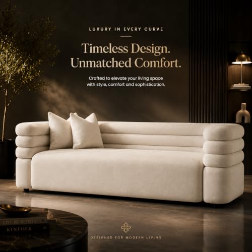 Image of Modern Designer Furniture Collection | Premium Upholstered Lounge Seating with Sculptural Contemporary Design | High-Density Foam Cushions & Solid Wood Frame | Minimalist Home & Living (Cream)