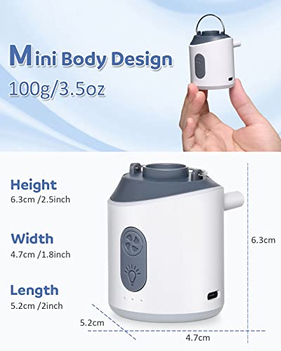 Hozzen Portable Mini Air Pump For Inflatables - 1600Mah Type-C Rechargeable, 6 Nozzles Electric Air Pump With Led Light, Quick Inflate/Deflate For Air Mattress, Swimming Ring, Floats, Vacuum Bags #TOP1