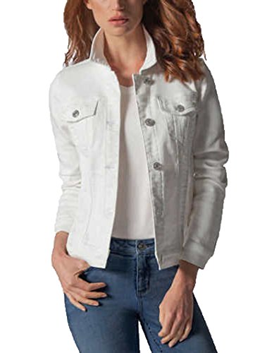 Buffalo David Bitton Women's Knit Stretch Denim Jean Jacket (White, XX-Large)