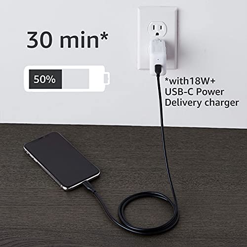 Image of Amazon Basics USB-C to Lightning Cable, Apple MFi Certified, Power Delivery, Data Transfer, 3 Feet, Black