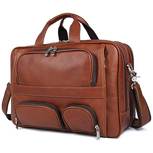 Augus Business Travel Briefcase Genuine Leather Duffel Bags for Men Laptop Bag fits 15.6 inches Laptop2