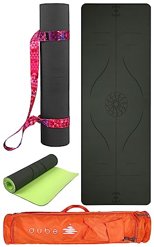 aube K}bg 183×61×0.6cm pobO L[Xgbvt yoga g[jO}bg Xgb`}bg (BLACK/GREEN(Jo[ORANGE))