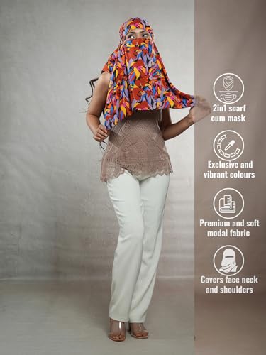 Image of Multipurpose Mask Cum Scarf for Women Cotton I Face Cover for Women I Sun Protection and Summer Wear Scarf