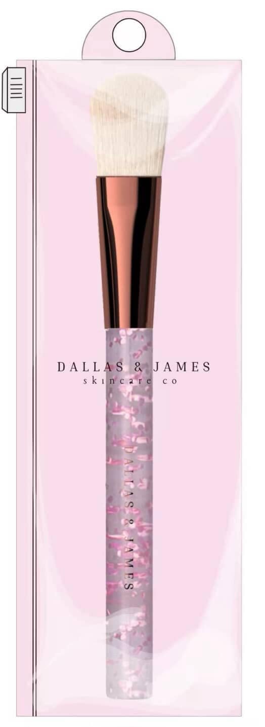 Dallas & James Skincare Co. Professional Makeup Brush, Rose Gold Ferrule with Confetti Pink Handle, Soft Blonde Bristles for Gentle Application of Skincare Products