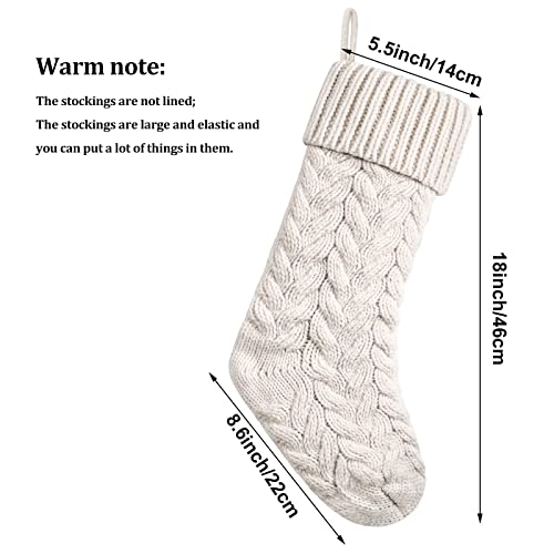 18 Inches Christmas Stockings Knit Xmas Stockings Large Fireplace Hanging Stockings For Family Christmas Decoration (Ivory, 5) #TOP1