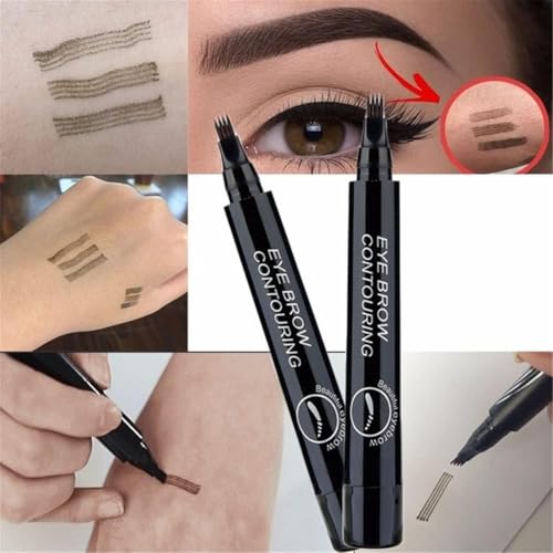 Image of Eyebrow Pencil, Waterproof Microblading Eyebrow Pencil with a Micro-Fork Tip Applicator Creates Black Fine Sketch Liquid Eye Brow Tattoo Tint Pen (Eyebrow Pencil & Eyeliner)